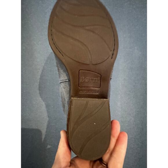 BORN Women's 8.5 Suede Heeled Mule Grayish Blue Slip On Comfort Shoe - Picture 7 of 8